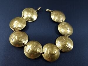 Vintage 1970s Peruvian Coin Bracelet Signed Dated Coins 7.5 Inch Hook Clasp